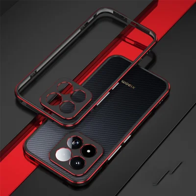 Für Xiaomi 17 Max Bumper-Case Metallrahmen-Handyhülle mit Kameraobjektivschutz - Schwarz / Rot