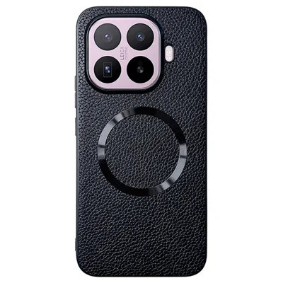 For Xiaomi 17T Magnetic Case Litchi Texture PU Leather + TPU Phone Back Cover - Black
