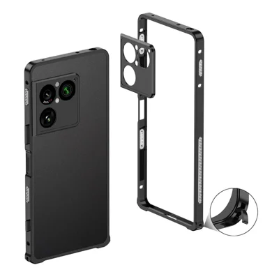 Voor Sony Xperia 1 VIII Bumperhoesjes Metalen Frame Koeling Beschermhoes met Lensbeschermer - Zwart