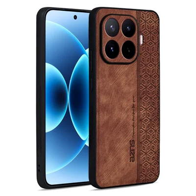 AZNS pour Xiaomi 17T Champion Edition Étui en Cuir PU Recouvert de TPU Housse de Protection pour Téléphone - Marron