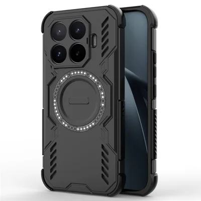 Voor Xiaomi 17T Magnetische Behuizing Butterfly Armor Holle Warmteafvoer PC + TPU Telefoonhoes - Zwart
