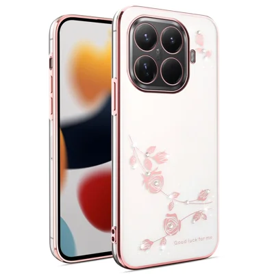 KADEM pour Xiaomi 17T Coque Fleur Ornée de Strass Coque en TPU - Rose Or