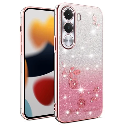غطاء هاتف KADEM لجهاز Realme C100i 4G بتصميم زهرة ومادة TPU مرنة بتدرج لوني - وردي