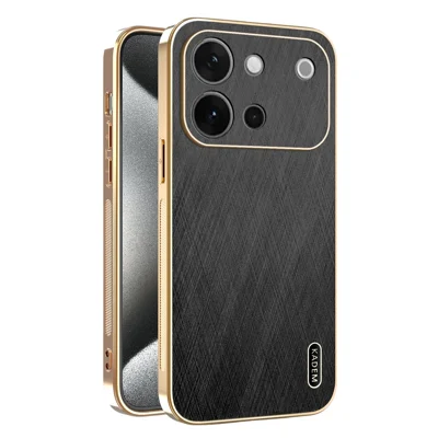 KADEM For vivo S60 5G Case Electroplating Silk Texture PU + TPU Phone Back Cover - Black