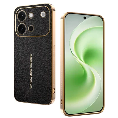 For vivo S60 5G Case Anti Scratch Litchi Texture TPU Leather PU Phone Back Cover - Black