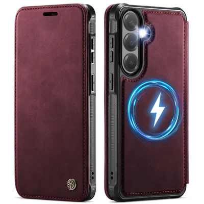  CASEME per Samsung Galaxy S26+ Custodia  053   Portafoglio Magnetico con Blocco RFID in Pelle, Cover a Libro - Rosso