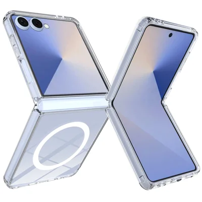 For Samsung Galaxy Z Flip8 / Z Flip7 5G Clear Phone Magnetic Case TPU + Acrylic Back Cover - Clear