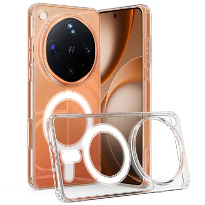 For Oppo Find X8 Ultra 5G Clear Phone Magnetic Case TPU + Acryl Bagside - Transparent