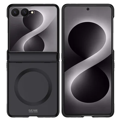 For Samsung Galaxy Z Flip8 Magnetic Case Hard PC Phone Cover with Rear Small Screen Protector - Black