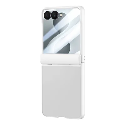 For Samsung Galaxy Z Flip8 Case PC + TPU Matte Phone Cover with Tempered Glass Screen Protector - White