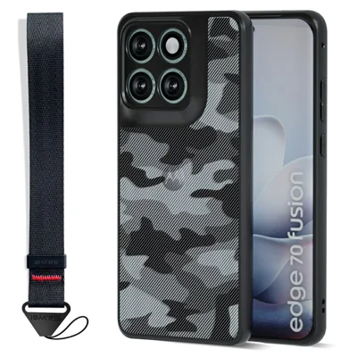 IBMRS mobil dæksel til Motorola Edge 70 Fusion+ 5G / 70 Fusion 5G blød TPU + hård PC-dæksel med håndbånd (præcise udsparinger) - Kunstnerisk camouflage