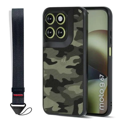 IBMRS mobil dæksel til Motorola Moto G77 5G / G67 5G, blød TPU + hård PC-case med håndbånd (præcise udsparinger) - Kunstnerisk camouflage