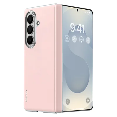 SULADA لجهاز Samsung Galaxy Z Fold8 Ultra غطاء خلفي من الجلد المغناطيسي مع حماية للمفصل - وردي