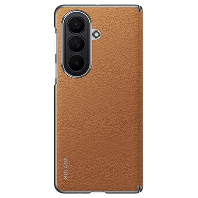 SULADA für Samsung Galaxy Z Fold8 Ultra Tasche Echtes Rindsleder Rahmenlose Handy-Rückseite - Braun