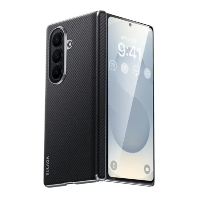 SULADA pour Samsung Galaxy Z Fold8 Ultra Étui magnétique en cuir+PC Texture en fibre de carbone - Noir