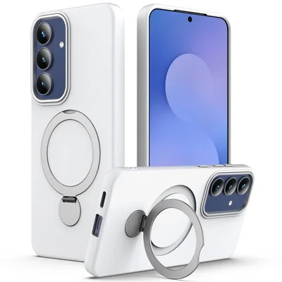 Für Samsung Galaxy S26 FE Magnetische Hülle Mit Drehbarem Ringständer TPU + PC Rückseite - Weiß
