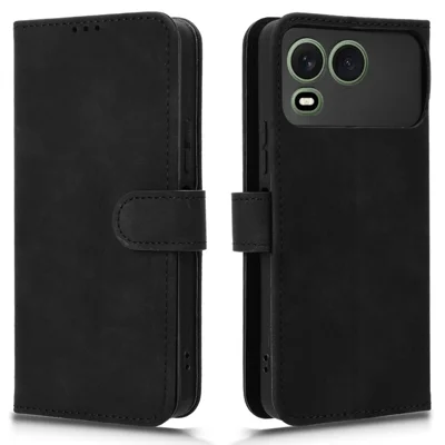 Funda de Cuero para itel A200, Sensación al Tacto de Piel, Antiimpacto, con Billetera y Soporte, Tipo Libro - Negro