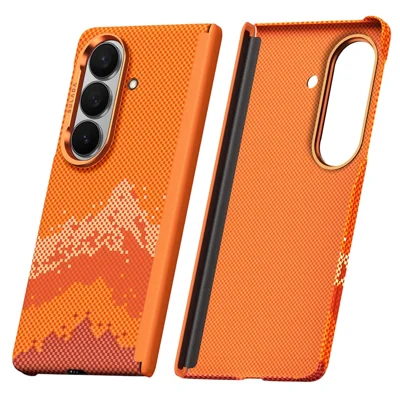 SULADA لهواوي Galaxy Z Fold7 5G كفر نمط الجبل الذهبي ملمس ناعم صلب PC رفيع - برتقالي