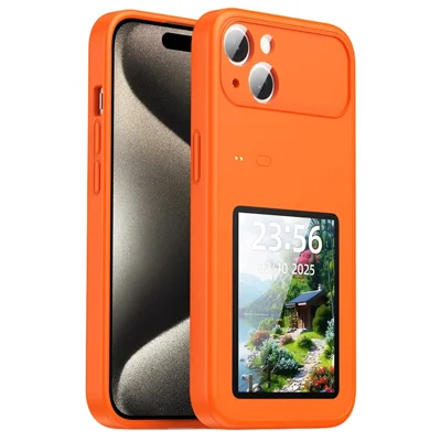For iPhone 14 Dynamic Phone Case 3.0 inch Multi-functional Color Screen Back Cover - Orange