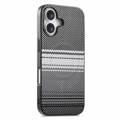For iPhone 16 Magnetic Case PU Leather + PC + TPU Gradient Phone Cover - Black