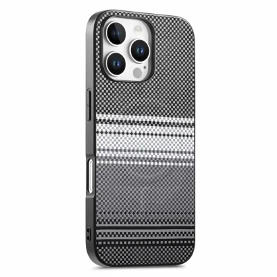 Für iPhone 16 Pro Max Magnetische Hülle aus PU-Leder + PC + TPU, Gradienten-Design für Handyhülle - Schwarz