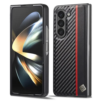 LC.IMEEKE For Samsung Galaxy Z Fold8 Ultra Case Carbon Fiber Texture Leather + TPU + EVA Phone Cover