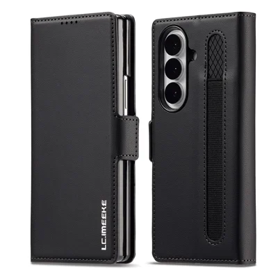 LC.IMEEKE L1 Series do Samsung Galaxy Z Fold8 Ultra Case PU Leather Wallet Stand Ochronny Pokrowiec na Telefon - Czarny