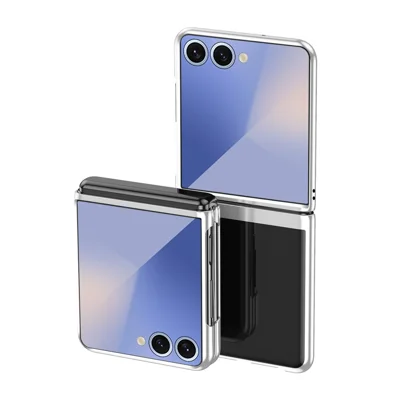 For Samsung Galaxy Z Flip8 Case Clear PC Electroplating Hard Phone Cover - Silver