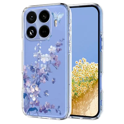 För Xiaomi 17T Pro Skal Fjärilsblomstermönster Tryckt TPU Telefonbakdels - Violblommor