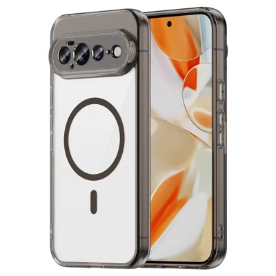 Für Google Pixel 11 Pro XL Magnetische Hülle Durchsichtige PC + TPU Stoßfeste Handy-Rückseite – Transparent Schwarz