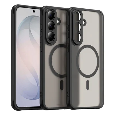 För Samsung Galaxy S26 FE Magnetisk Skal Mot Fall Skärm Matt PC + TPU Telefonhölse - Svart