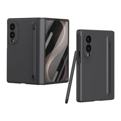 För Samsung Galaxy Z Fold8 Skal PC Telefonbaklucka med Stylus och Härdat Glasfilm - Svart