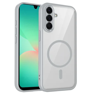 For Samsung Galaxy A27 5G Magnetic Case Transparent PC + TPU Shockproof Skin-friendly Phone Cover - Grey