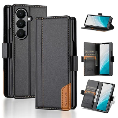 N.BEKUS til Samsung Galaxy Z Fold8 Ultra standtaske med RFID-blokerende PU-læderwallet - Sort