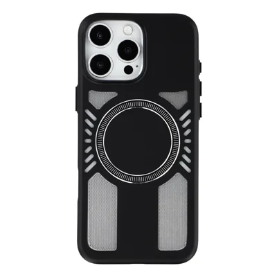 For iPhone 15 Pro Max Magnetic Case Heat Dissipation Hard PC Scratch Resistant Phone Cover - Black