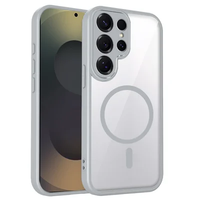 For Samsung Galaxy S25 Ultra Magnetic Case Transparent PC + TPU Shockproof Skin-friendly Phone Cover - Grey