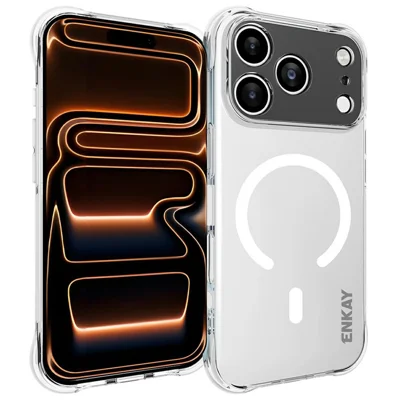 ENKAY HAT PRINCE for iPhone 17 Pro Magnetic Case Clear TPU Reinforced Corners Shockproof Phone Cover - Transparent