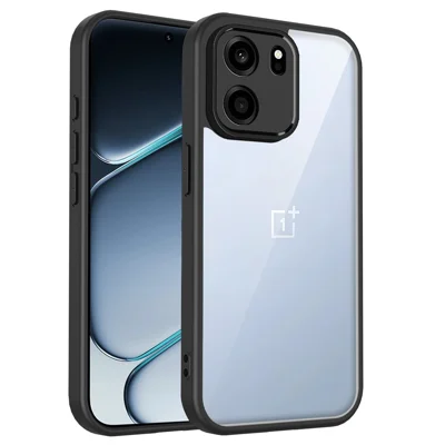 Funda para OnePlus Turbo 6V 5G / Nord CE6 5G, carcasa trasera transparente mate de PC + TPU antichoque con acabado tipo piel - Negro