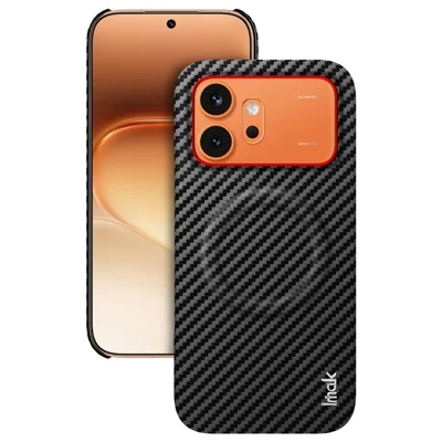 IMAK Ruiyi Series dla Honor 600 5G / 600 Pro 5G Etui magnetyczne z fakturą węglową + pokrowiec na telefon z tworzywa PC i skóry PU - Czarny