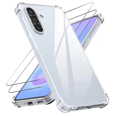 غطاء لهاتف Samsung Galaxy A57 5G من مادة TPU + أكريليك مع واقي شاشة زجاجي مقوى - شفاف