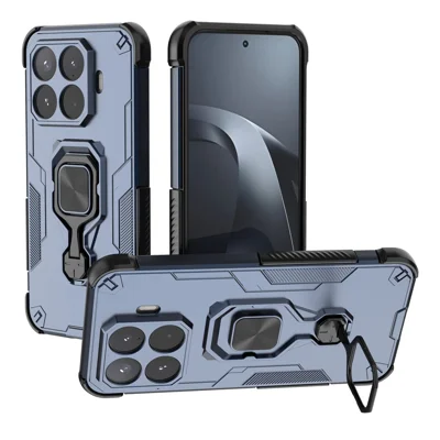 Obudowa do Xiaomi 17T Pro z obracalnym pierścieniem i podstawką, PC + TPU, odporna na wstrząsy - granatowa