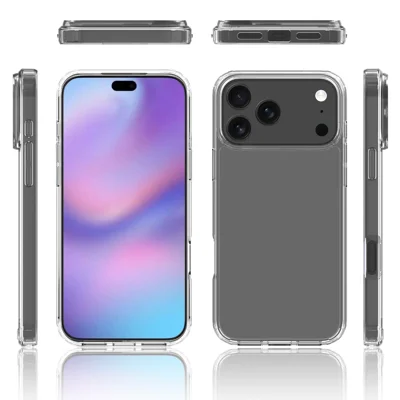 Coque transparente pour iPhone 18 Pro Max, housse arrière rigide TPU+acrylique résistante aux chocs - Transparent