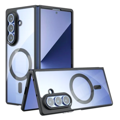 Coque magnétique transparente pour Samsung Galaxy Z Fold8 Ultra, housse de protection anti-choc en TPU + PC - Noir transparent