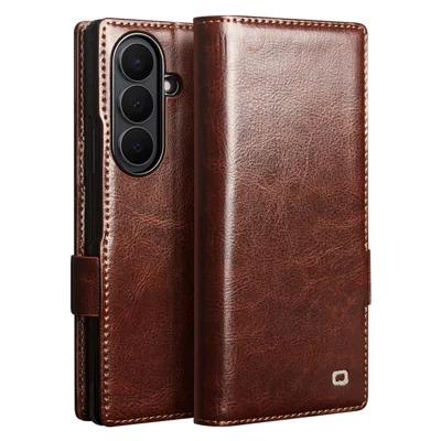 QIALINO Für Samsung Galaxy Z Fold8 Ultra Hülle Echtes Rindsleder Ständer Geldbörse Handyhülle - Braun