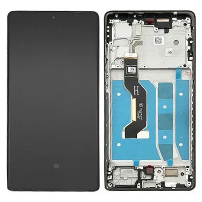 För Motorola Moto G85 5G OEM-kvalitet S OLED-skärm och digitizermontering + ram (utan logotyp) - Grå