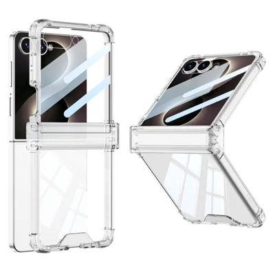 GKK Capa para Samsung Galaxy Z Flip8 com Filme Traseiro, Proteção de Airbag e Dobradiça, Capa de TPU à Prova de Choque - Transparente