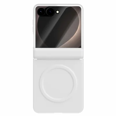 GKK para Samsung Galaxy Z Flip8 Capa Magnética com Proteção de Dobradiça em Pele + PC com Protetor de Ecrã - Branco