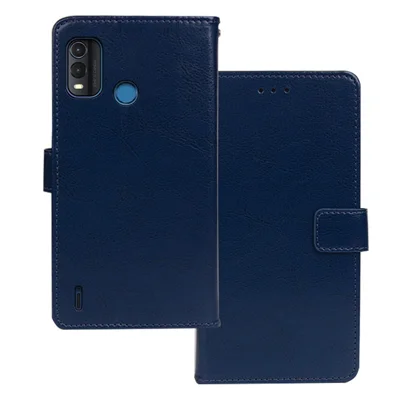 IDEWEI For Nokia G11 Plus 4G Wallet Feature Magnetic Closure Phone Case Crazy Horse Texture Fall Proof PU Leather Flip Cover with Stand - Blue