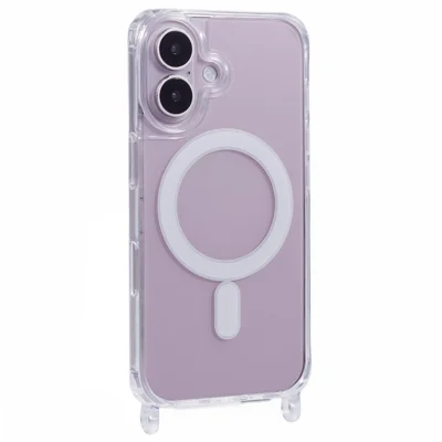 Voor iPhone 17 Hoesje Compatibel met MagSafe TPU+PC 1,5 mm Transparant Telefoonhoesje met Lanyardgaten