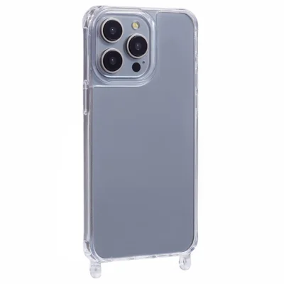 Coque pour iPhone 14 Pro Max en PC+TPU, 1,5 mm, transparente, avec trous pour lanière